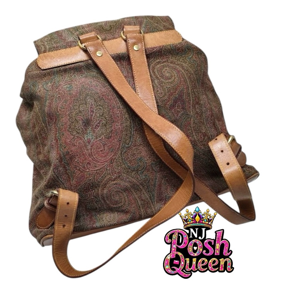 Etro BackPack Bag Brown Canvas - Picture 8 of 9